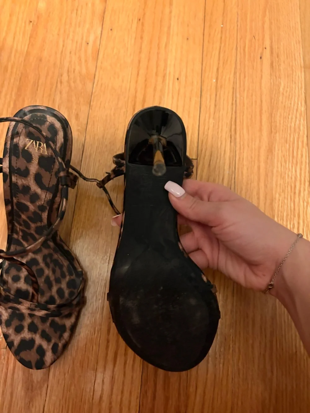 Zara Leopard-Print Strappy Sandals in Brown and Black - Picture 5 of 6